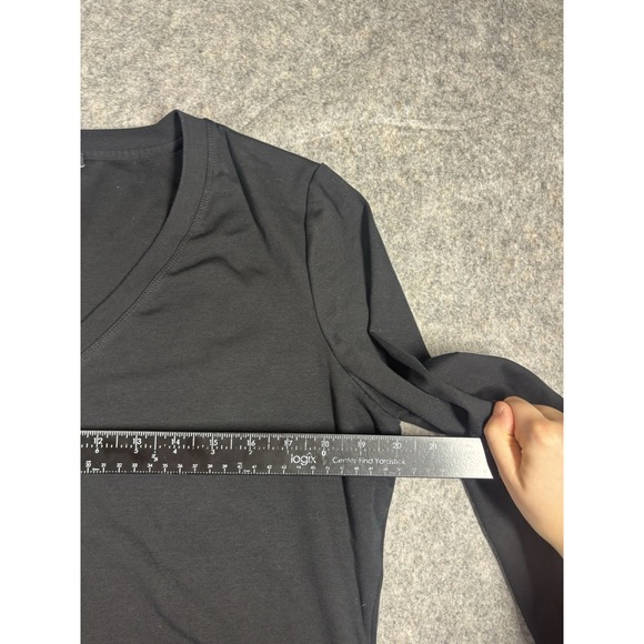 LAFAYETTE 148 Women's XL Basic Shirt Top 3/4 Sleeve V Neck Black Minimalist - Picture 3 of 7